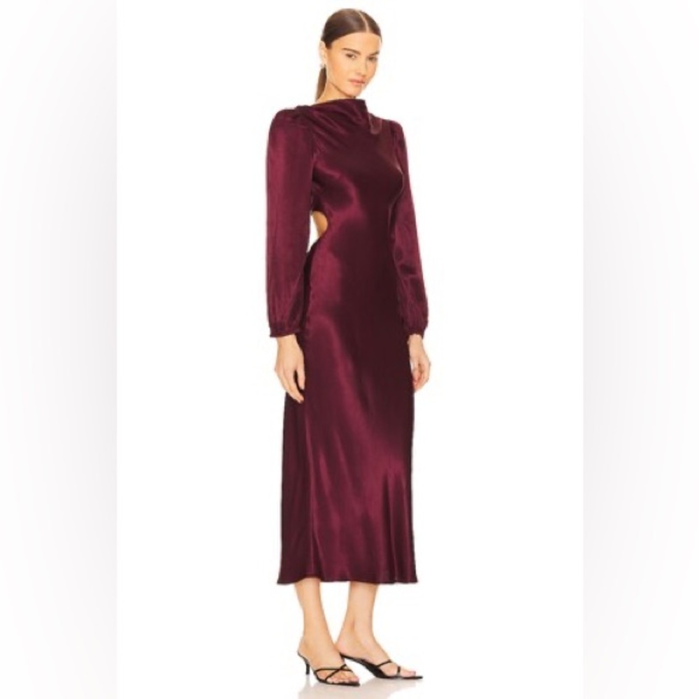 🔆 Revolve, Astr The Label Burgundy Wine Samara Long Sleeve Open Back Dress - Picture 2 of 3